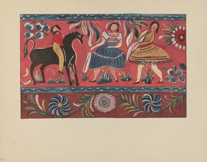 Placa 42: Diseño de Cofre Pintado: Del Portafolio "Diseños Coloniales Españoles de Nuevo México" de American 20th Century