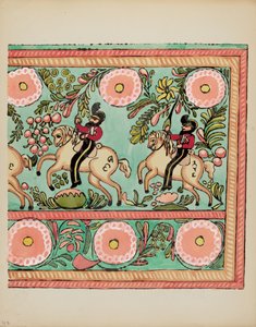 Placa 43: Diseño de Cofre Pintado: De la Cartera "Diseños Coloniales Españoles de Nuevo México" de American 20th Century