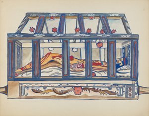 Placa 4: Cristo en el sepulcro: Del portafolio "Diseños coloniales españoles de Nuevo México" de American 20th Century