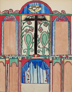 Placa 5: Retablo mayor, Santa Cruz: Del portafolio "Diseños coloniales españoles de Nuevo México"