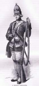 Un granadero británico, ilustración de la Historia de los Estados Unidos de Cassell publicada por Cassell, Petter & Galpin, c.1900 (litografía) de American English school