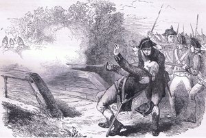 Muerte de Isaac Davis, ilustración de la Historia de los Estados Unidos de Cassell publicada por Cassell, Petter & Galpin, c.1900 (litografía)