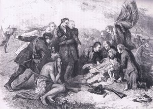 Muerte de Wolfe, ilustración de la Historia de los Estados Unidos de Cassell publicada por Cassell, Petter & Galpin, c.1900 (litografía) de American English school
