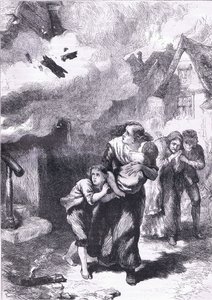 Incidente en la quema de Norfolk, ilustración de la Historia de los Estados Unidos de Cassell publicada por Cassell, Petter & Galpin, c.1900 (litografía) de American English school