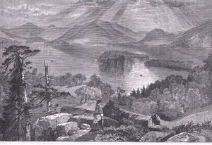 Long Island, Lago George, ilustración de la Historia de los Estados Unidos de Cassell publicada por Cassell, Petter & Galpin, c.1900 (litografía) de American English school