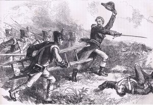 Pakenham liderando el ataque de Nueva Orleans, ilustración de la Historia de los Estados Unidos de Cassell, publicada por Cassell, Petter & Galpin, c.1900 de American English school