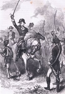 La lectura de la Declaración de Independencia al ejército, ilustración de la Historia de los Estados Unidos de Cassell, publicada por Cassell, Petter & Galpin, c.1900 de American English school