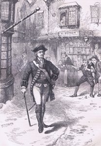 El oficial y el chico del barbero, ilustración de la Historia de los Estados Unidos de Cassell publicada por Cassell, Petter & Galpin, c.1900 (litografía) de American English school