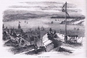 Vista en Quebec, ilustración de Cassells History of the United States publicada por Cassell, Petter & Galpin, c.1900 (litografía). de American English school