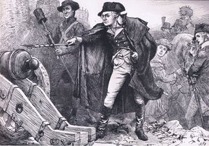 Washington en el sitio de Yorktown, ilustración de Cassells History of the United States publicada por Cassell, Petter & Galpin, c.1900 (litografía). de American English school