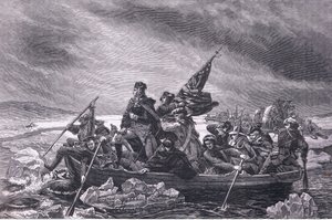 Washington cruzando el Delaware, ilustración de la Historia de los Estados Unidos de Cassell publicada por Cassell, Petter & Galpin, c.1900 (litografía)