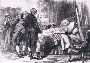 Washington en su lecho de muerte, ilustración de la Historia de los Estados Unidos de Cassell publicada por Cassell, Petter & Galpin, c.1900 (litografía) de American English school