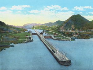 Vista aérea de las esclusas de Pedro Miguel, Canal de Panamá