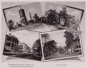 Viejo Bethel de Marineros; Reservorio; Primera Iglesia Bautista Africana; Residencia Hardee; Primera Iglesia Bautista Blanca; Calle Whitaker y Biblioteca de la Sociedad Histórica de Georgia; Calle Liberty (foto en b/n)