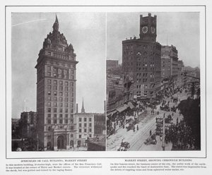 San Francisco: Edificio Spreckles o Call, Calle Market; Calle Market, mostrando el Edificio Chronicle de American Photographer (after)