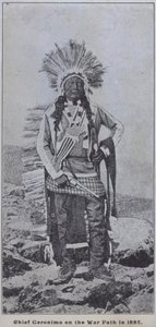 El jefe apache Geronimo en pie de guerra en 1885