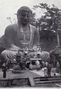 El Gran Buda de Bronce, venerado durante seis siglos (foto en b/n)