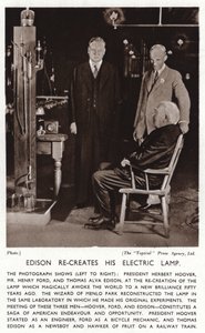 Thomas Edison recrea su luz eléctrica para el presidente Herbert Hoover y Henry Ford de American Photographer (after)