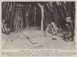 Una consulta en una cabaña de medicina de los indios rojos (foto en blanco y negro) de American Photographer
