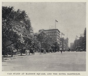 Parada de taxis en Madison Square y el Hotel Bartholdi