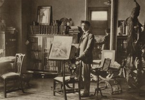 Ernest Seton-Thompson, Su estudio en Nueva York (foto b/n) de American Photographer