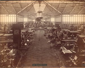 Machinery Hall, desde el extremo norte, Exposición Internacional del Centenario de Filadelfia, 1876