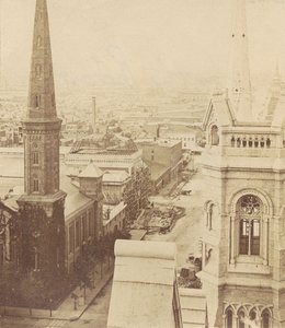 North Broad Street desde el Ayuntamiento, de la "Castner Scrapbook Collection", c.1875 (impresión en albúmina) de American Photographer