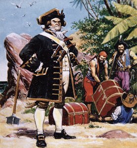 Jefe pirata enterrando tesoro