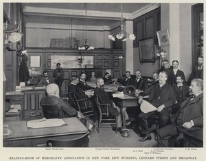 Sala de lectura de la Asociación de Comerciantes en el edificio New York Life, calle Leonard y Broadway de American Photographer