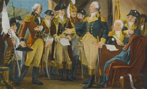 Washington rechazando las oberturas de Cornwallis, en Yorktown, Virginia (foto en color) de American Photographer