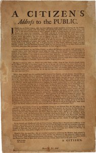 Discurso de un ciudadano al público re: apoyo a las tropas reales, 18 de diciembre de 1769 de American School