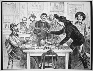 Un jugador acusa a otro de hacer trampa, c.1880 de American School