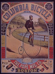 Anuncio de bicicleta Columbia Penny-Farthing, Boston, EE.UU. de American School