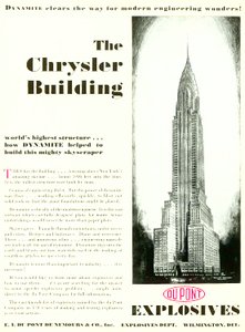 Anuncio con el Edificio Chrysler, de la revista DuPont, mayo 1930 de American School
