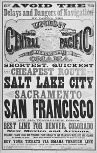 Anuncio de la Línea de Ferrocarril Union y Central Pacific, c.1870