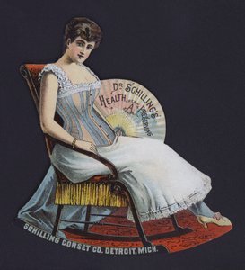 Anuncio de la Compañía de Corsés Schilling, Detroit, Míchigan, EE.UU.