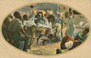 Baile afroamericano en Dixie (litografia en color)