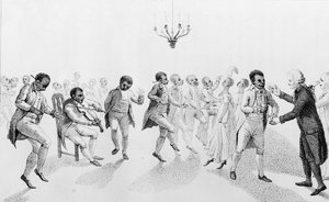 Afroamericanos en un baile con el gobernador John Hancock (1737-93) de The Echo, con otros poemas por Richard Alsop (1761-1815) 1807