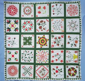 Colcha de álbum con flores de temporada, 1844 (algodón) de American School