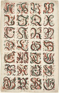 Alfabeto, Pintura Fraktur, c.1825-50