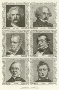 Autores Americanos, Mark Twain, Hawthorne, Cooper, Irving, Emerson, Thoreau de American School