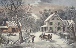Hogar estadounidense - Invierno, pub. 1868, Currier & Ives de American School