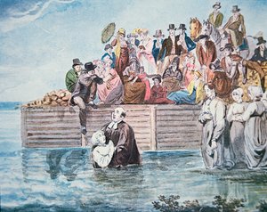 Anabaptistas de Filadelfia presencian un bautismo por inmersión total en un río