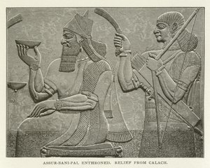 Asurbanipal entronizado, relieve de Calach de American School