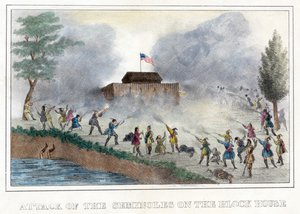 Ataque de los Seminolas a la Casa de Bloqueo, pub. 1836