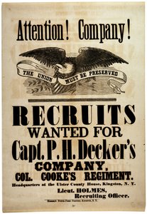 ¡Atención! ¡Compañía!, cartel de reclutamiento para la 156ª Infantería de Nueva York, 1862 de American School