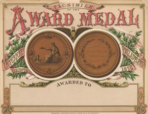 "Medalla de Premio", Álbum de Recortes de la Exposición del Centenario, 1876 de American School