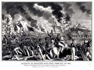 Batalla de Molino del Rey, librada el 8 de septiembre de 1847, pub. por James Baillie, 1848 de American School