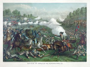 Batalla de Opequan o Winchester, Va., pub. 1890 (litografía en color)