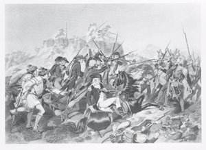Batalla de Saratoga - General Arnold herido en el ataque al reducto de los hessianos, 17 de octubre de 1777 de American School